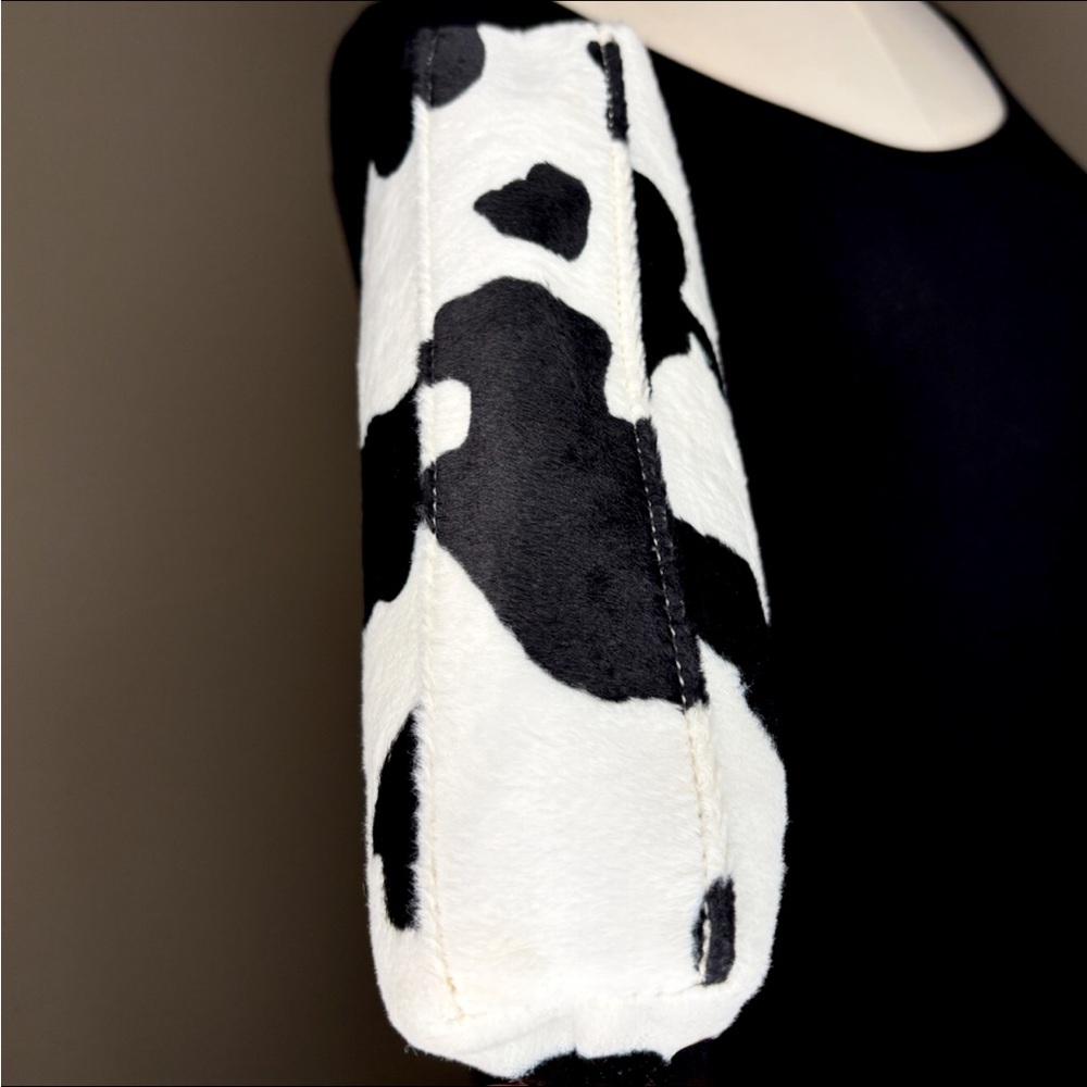 Esprit Vintage White Cow Print Faux Fur Purse Shoulder Bag Zip Closure Rare Y2K - Picture 12 of 17